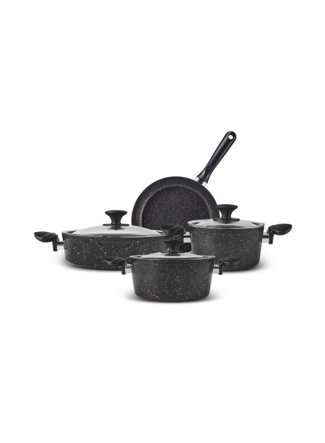 Karaca Biogranit Azelya 7-Piece Cookware Set  -Black/Gold - Image 1